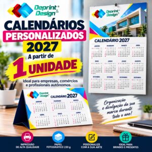 Calendários Personalizados 2027: Imprima a Partir de 1 Unidade!